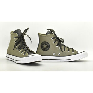 B5 NWOB CONVERSE ALL STAR Leather Mossy Sloth Green Hi Top Shoes A06571 Size 6.5